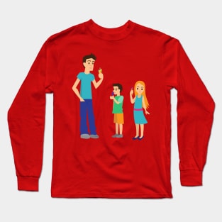 Father and Kids Eating Ice cream Long Sleeve T-Shirt